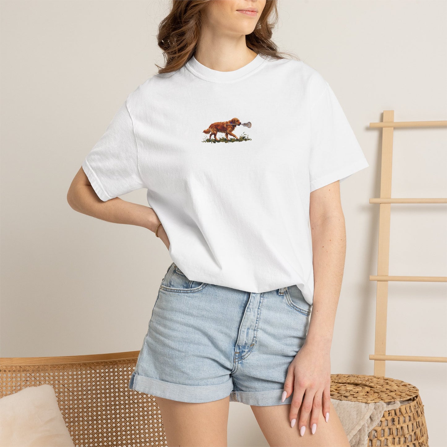 Proudly Clouded vintage golden retriever tee — hand-drawn dog graphic