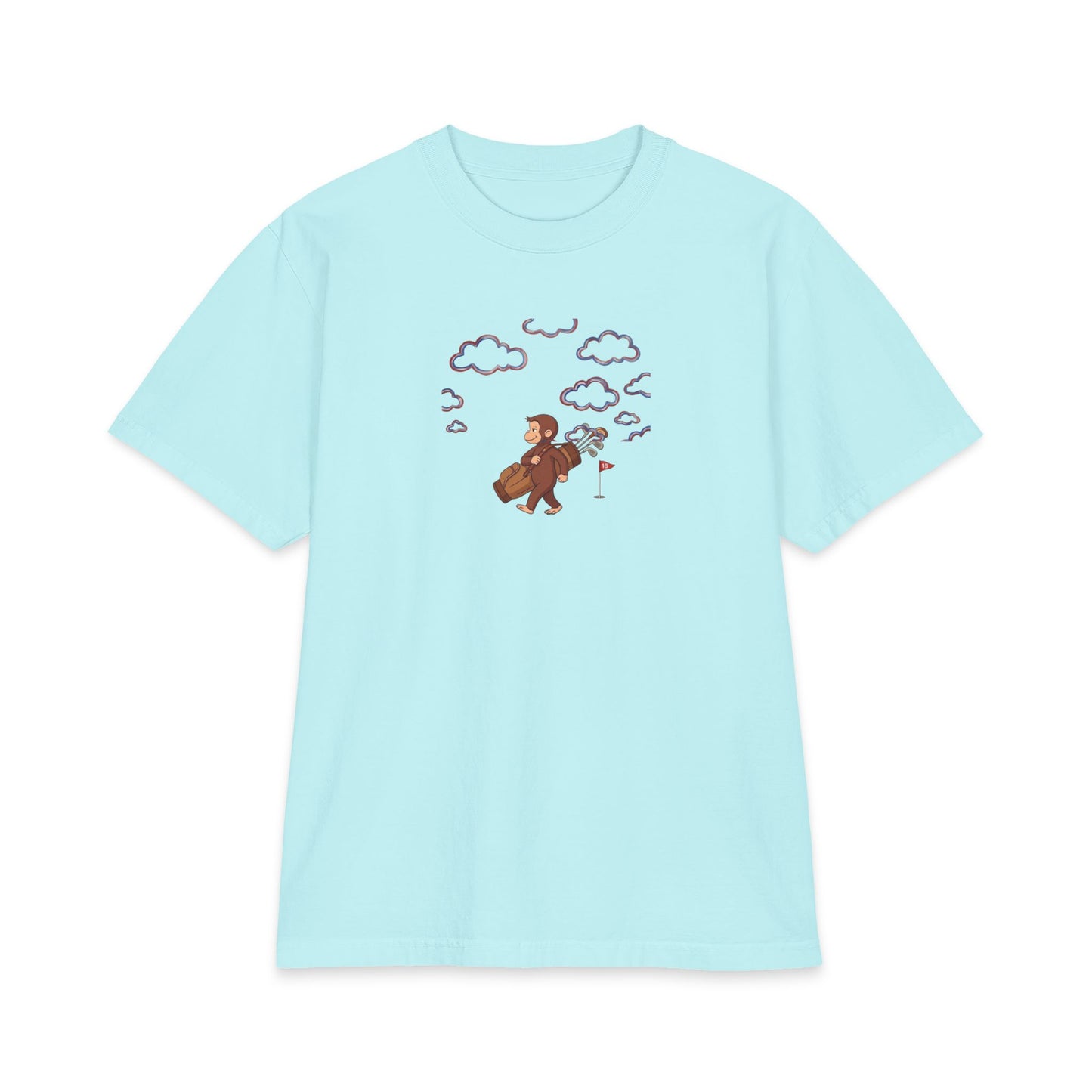 Proudly Clouded Curious George tee with a cloudy-sky graphic
