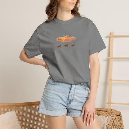 Golden Retriever front print T-Shirt — Dreamy Paraglider in Clouds Graphic Tee