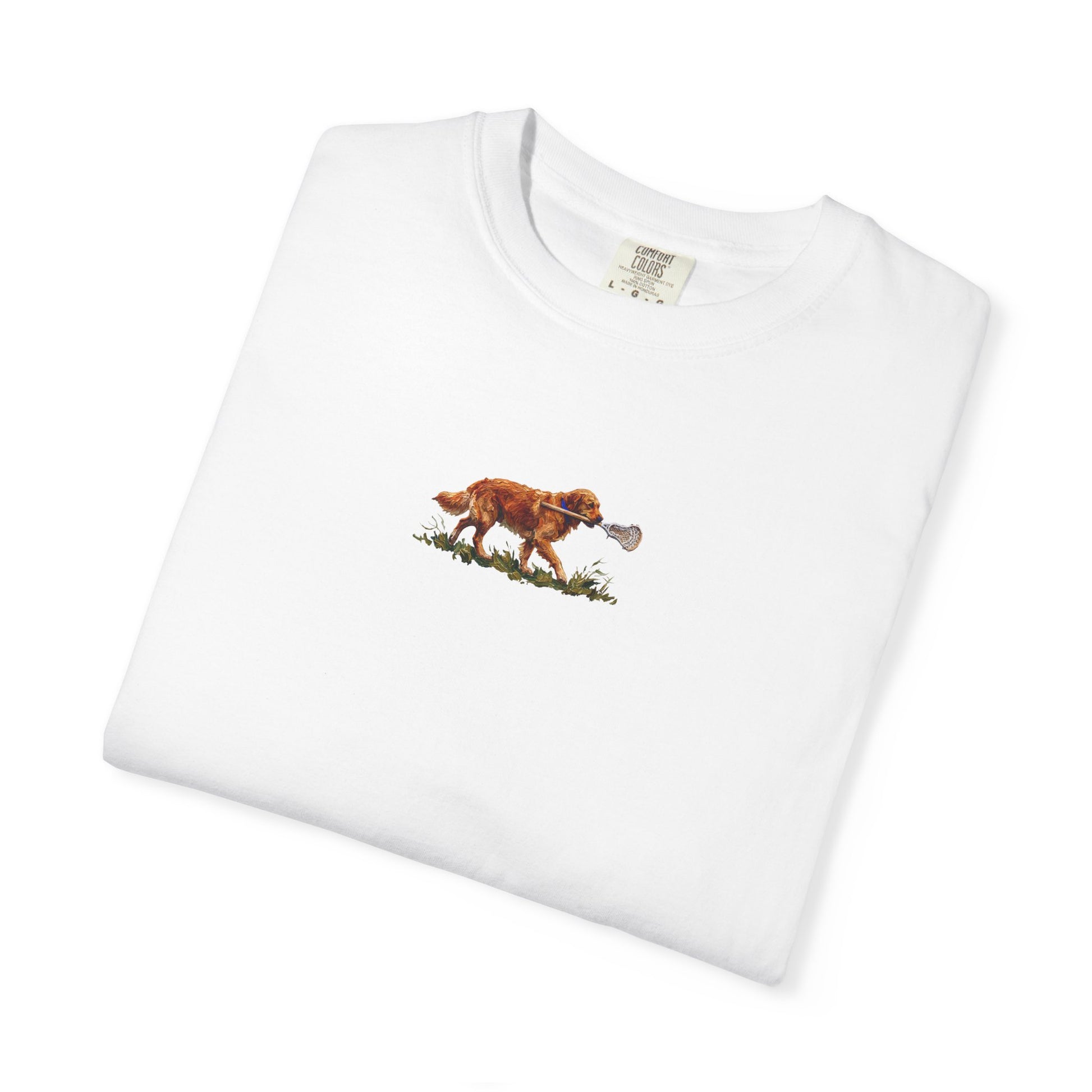 Proudly Clouded vintage golden retriever tee — hand-drawn dog graphic