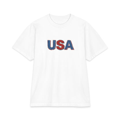 Proudly Clouded USA lettering tee — bold Americana graphic