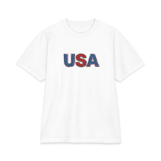 Proudly Clouded USA lettering tee — bold Americana graphic
