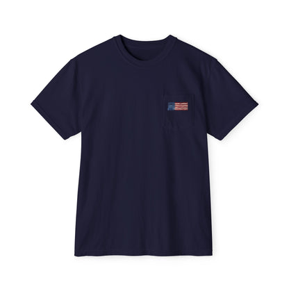 American Flag Pocket Tee — Cloud Dreams Graphic T‑Shirt (Surfer on Cloud Back Print)