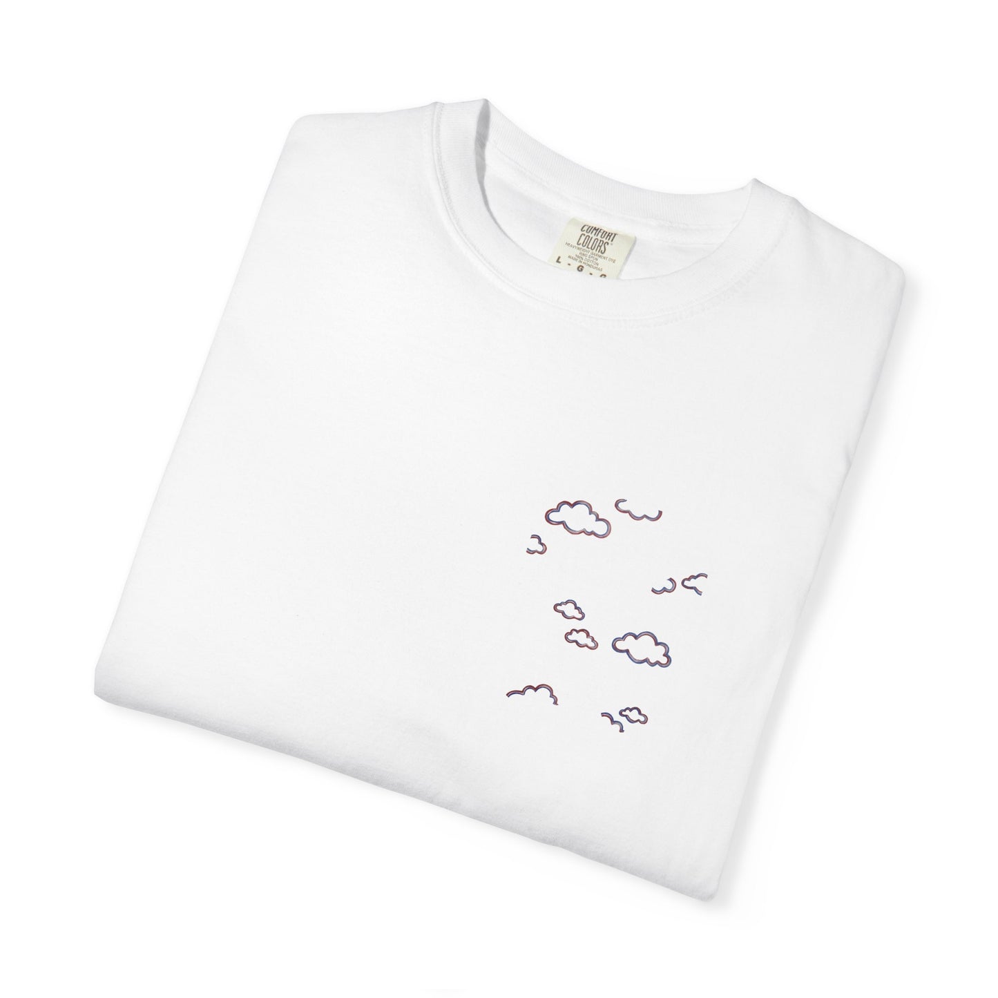 American Clouds Tee — Hand-Drawn Cloud Chest Print