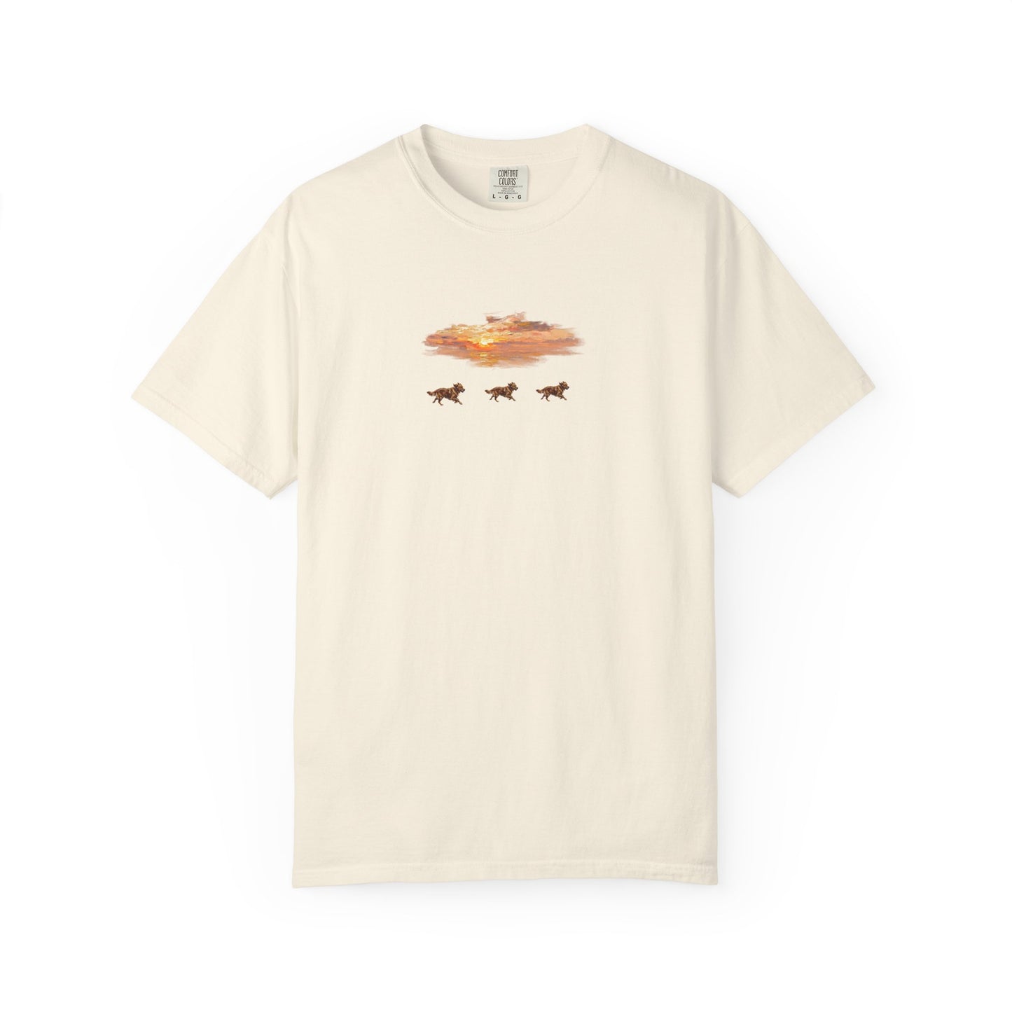 Golden Retriever front print T-Shirt — Dreamy Paraglider in Clouds Graphic Tee