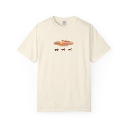 Golden Retriever front print T-Shirt — Dreamy Paraglider in Clouds Graphic Tee
