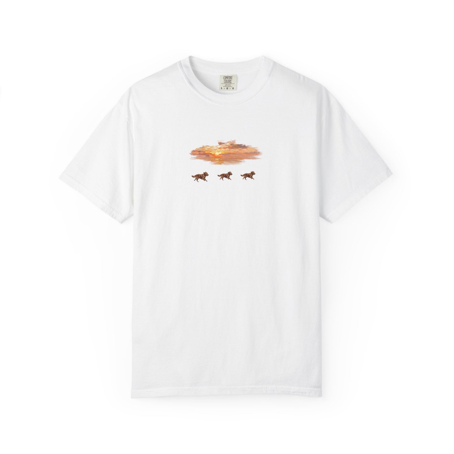 Golden Retriever front print T-Shirt — Dreamy Paraglider in Clouds Graphic Tee