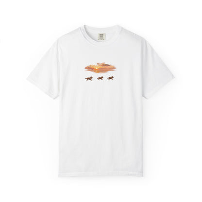Golden Retriever front print T-Shirt — Dreamy Paraglider in Clouds Graphic Tee