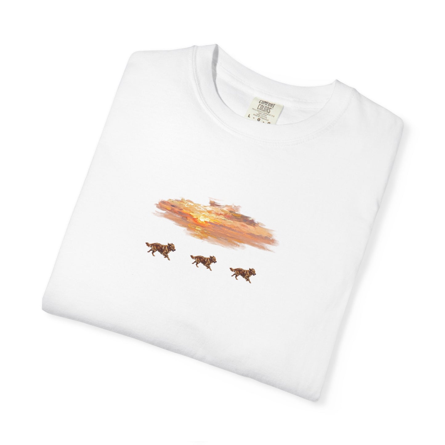 Golden Retriever front print T-Shirt — Dreamy Paraglider in Clouds Graphic Tee