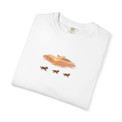 Golden Retriever front print T-Shirt — Dreamy Paraglider in Clouds Graphic Tee
