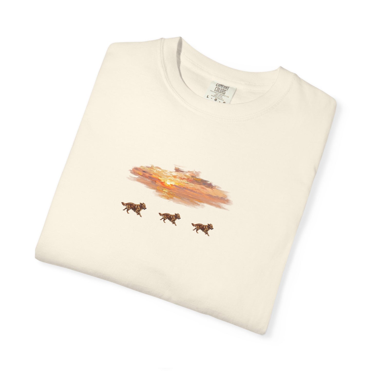 Golden Retriever front print T-Shirt — Dreamy Paraglider in Clouds Graphic Tee