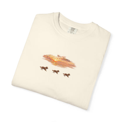 Golden Retriever front print T-Shirt — Dreamy Paraglider in Clouds Graphic Tee