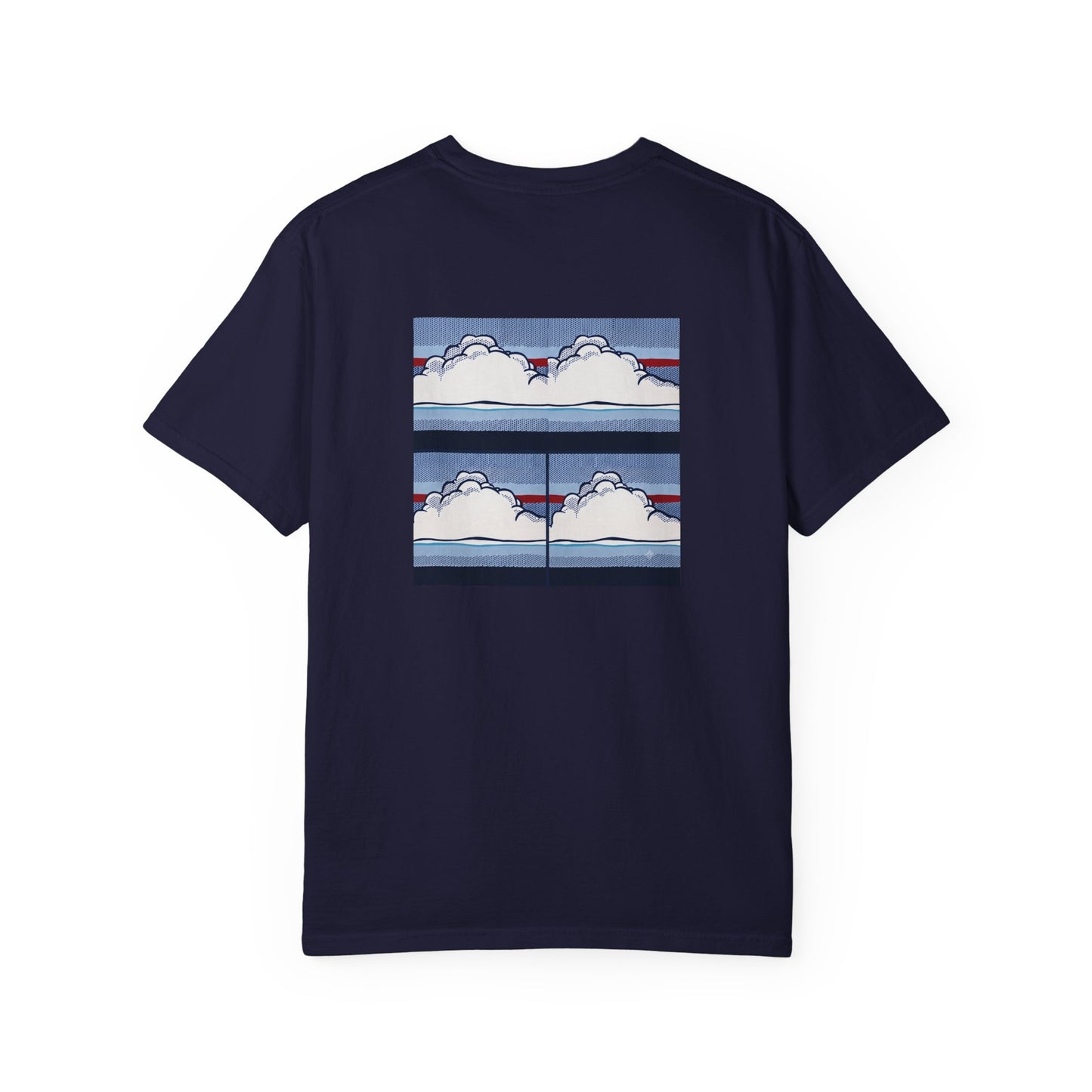 American Flag Pop Art Tee — Flag Chest Print & Pop Art Back
