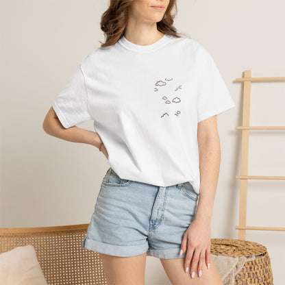 American Clouds Tee — Hand-Drawn Cloud Chest Print