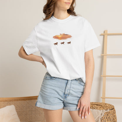 Golden Retriever front print T-Shirt — Dreamy Paraglider in Clouds Graphic Tee