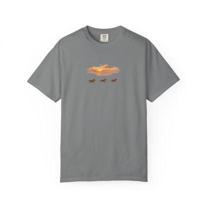 Golden Retriever front print T-Shirt — Dreamy Paraglider in Clouds Graphic Tee