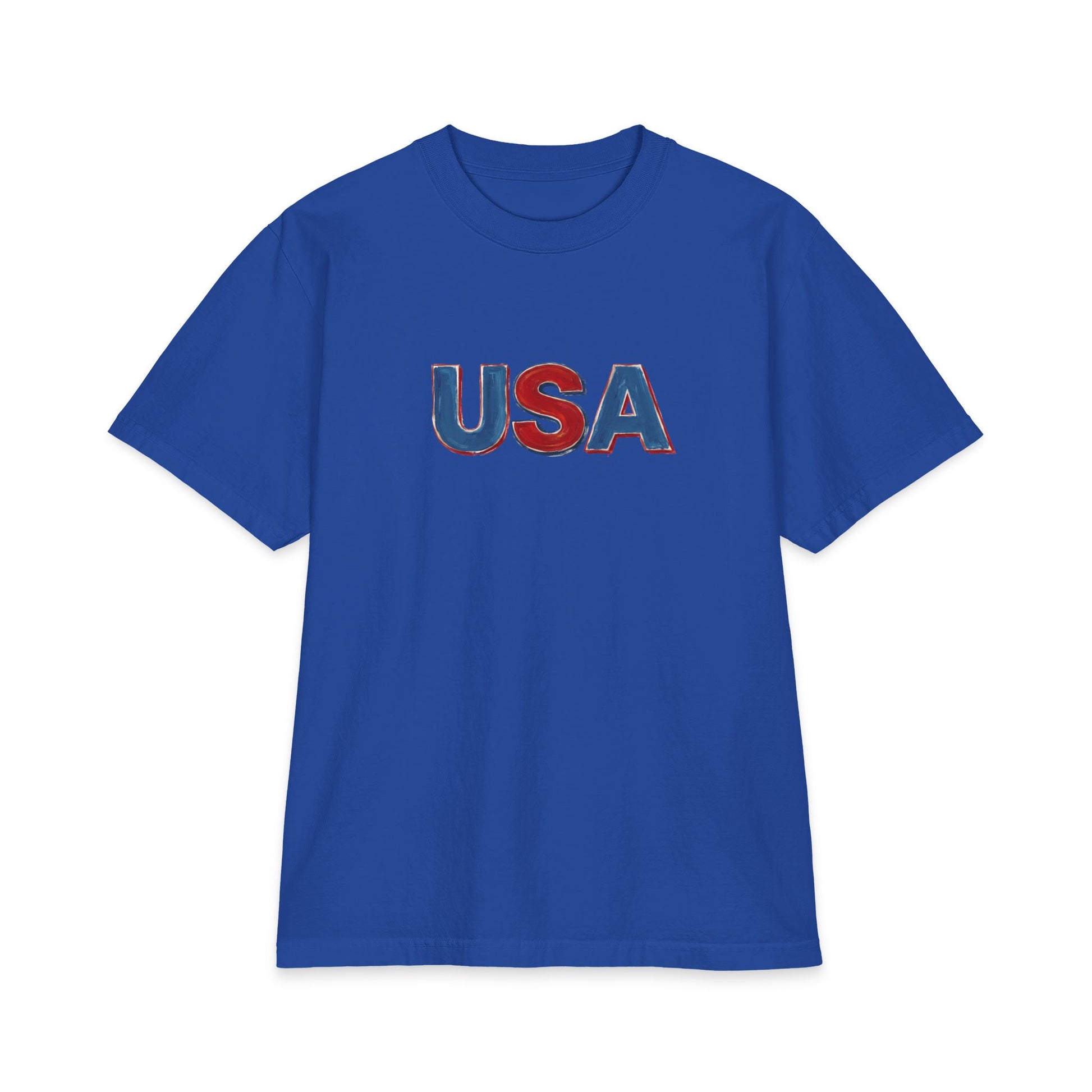 Proudly Clouded USA lettering tee — bold Americana graphic