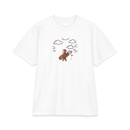 Proudly Clouded Curious George tee with a cloudy-sky graphic